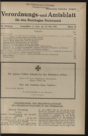 Verordnungsblatt der steiermärkischen Landesregierung 19420523 Seite: 1