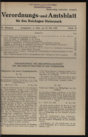 Verordnungsblatt der steiermärkischen Landesregierung 19420530 Seite: 1