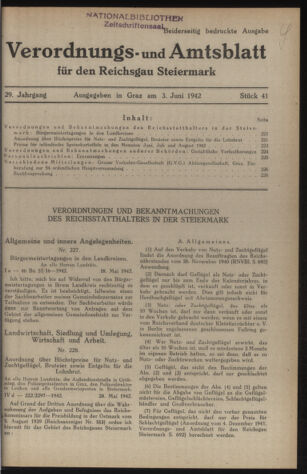 Verordnungsblatt der steiermärkischen Landesregierung 19420603 Seite: 1