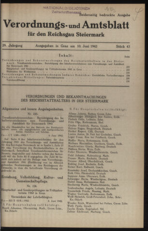 Verordnungsblatt der steiermärkischen Landesregierung 19420610 Seite: 1