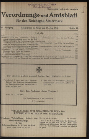 Verordnungsblatt der steiermärkischen Landesregierung 19420617 Seite: 1