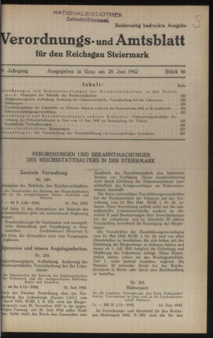 Verordnungsblatt der steiermärkischen Landesregierung 19420620 Seite: 1