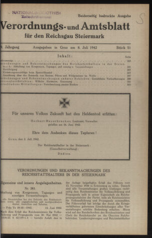 Verordnungsblatt der steiermärkischen Landesregierung 19420708 Seite: 1