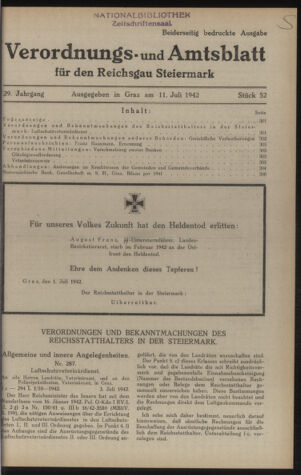 Verordnungsblatt der steiermärkischen Landesregierung 19420711 Seite: 1