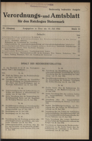 Verordnungsblatt der steiermärkischen Landesregierung 19420715 Seite: 1