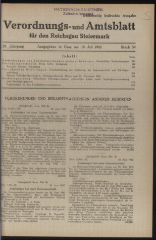 Verordnungsblatt der steiermärkischen Landesregierung 19420718 Seite: 1