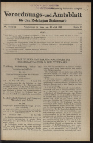 Verordnungsblatt der steiermärkischen Landesregierung 19420725 Seite: 1