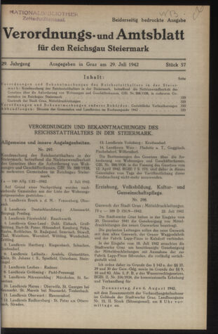 Verordnungsblatt der steiermärkischen Landesregierung 19420729 Seite: 1