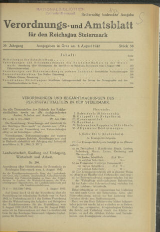 Verordnungsblatt der steiermärkischen Landesregierung 19420801 Seite: 1