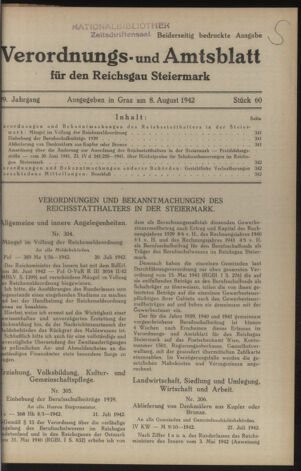 Verordnungsblatt der steiermärkischen Landesregierung 19420808 Seite: 1