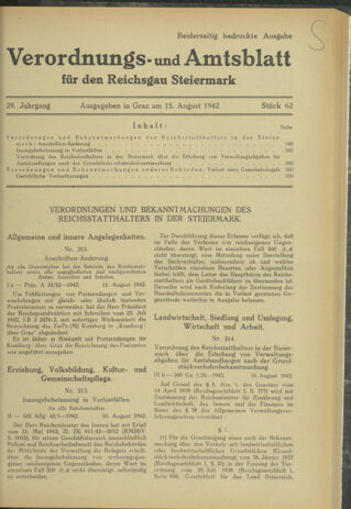 Verordnungsblatt der steiermärkischen Landesregierung 19420815 Seite: 1