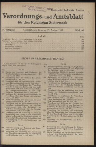 Verordnungsblatt der steiermärkischen Landesregierung 19420819 Seite: 1