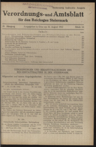 Verordnungsblatt der steiermärkischen Landesregierung 19420822 Seite: 1