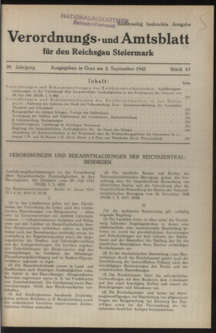 Verordnungsblatt der steiermärkischen Landesregierung 19420902 Seite: 1