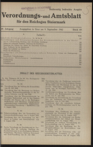 Verordnungsblatt der steiermärkischen Landesregierung 19420909 Seite: 1