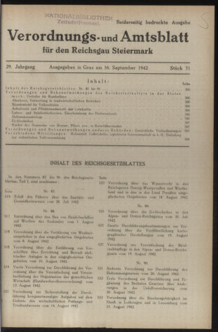 Verordnungsblatt der steiermärkischen Landesregierung 19420916 Seite: 1