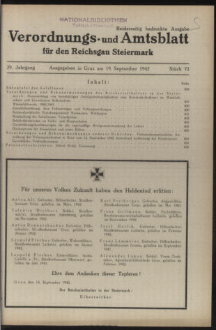 Verordnungsblatt der steiermärkischen Landesregierung 19420919 Seite: 1