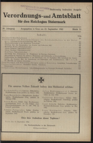 Verordnungsblatt der steiermärkischen Landesregierung 19420923 Seite: 1