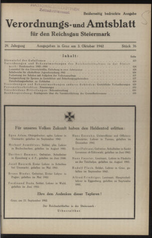 Verordnungsblatt der steiermärkischen Landesregierung 19421003 Seite: 1