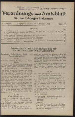 Verordnungsblatt der steiermärkischen Landesregierung 19421007 Seite: 1