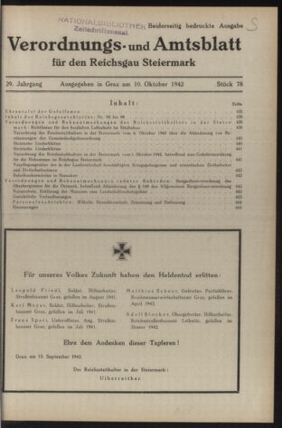 Verordnungsblatt der steiermärkischen Landesregierung 19421010 Seite: 1