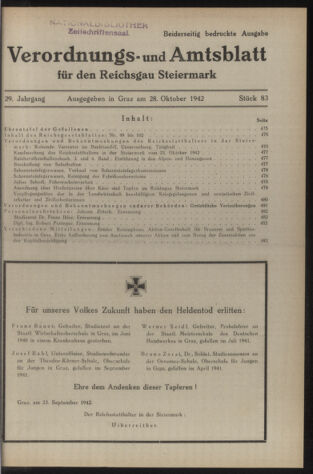 Verordnungsblatt der steiermärkischen Landesregierung 19421028 Seite: 1