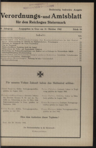 Verordnungsblatt der steiermärkischen Landesregierung 19421031 Seite: 1