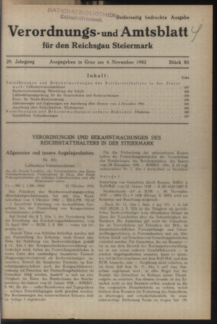 Verordnungsblatt der steiermärkischen Landesregierung 19421104 Seite: 1