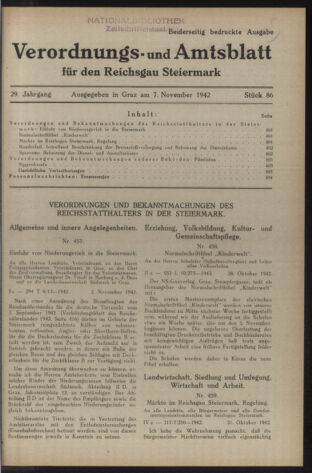 Verordnungsblatt der steiermärkischen Landesregierung 19421107 Seite: 1