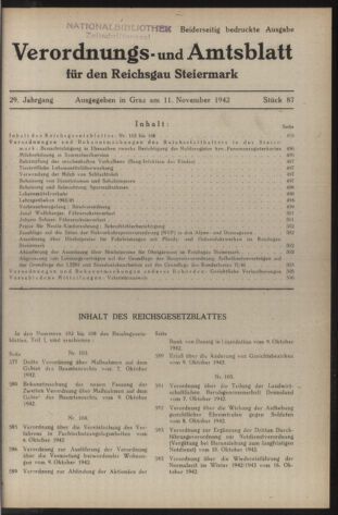 Verordnungsblatt der steiermärkischen Landesregierung 19421111 Seite: 1