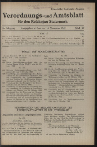 Verordnungsblatt der steiermärkischen Landesregierung 19421114 Seite: 1