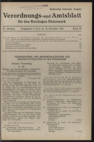 Verordnungsblatt der steiermärkischen Landesregierung 19421118 Seite: 1