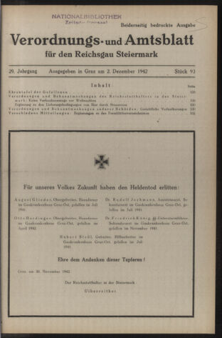 Verordnungsblatt der steiermärkischen Landesregierung 19421202 Seite: 1