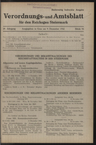 Verordnungsblatt der steiermärkischen Landesregierung 19421209 Seite: 1