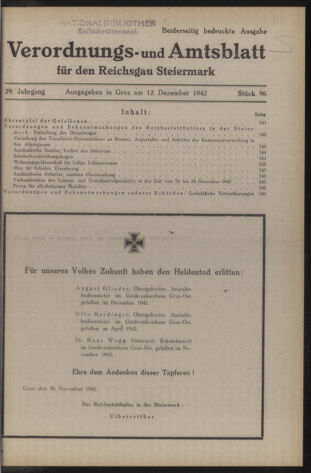 Verordnungsblatt der steiermärkischen Landesregierung 19421212 Seite: 1