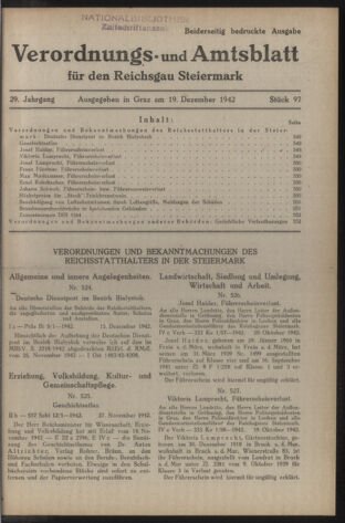 Verordnungsblatt der steiermärkischen Landesregierung 19421219 Seite: 1