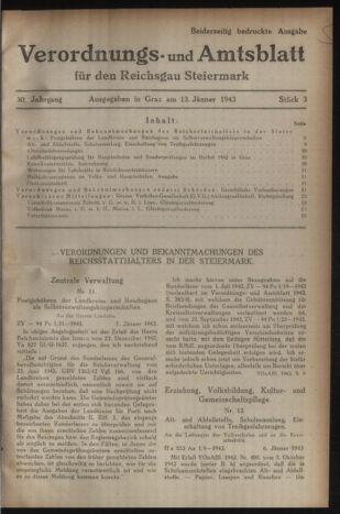 Verordnungsblatt der steiermärkischen Landesregierung 19430113 Seite: 1