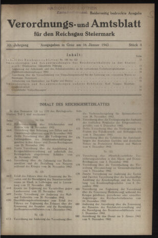 Verordnungsblatt der steiermärkischen Landesregierung 19430116 Seite: 1