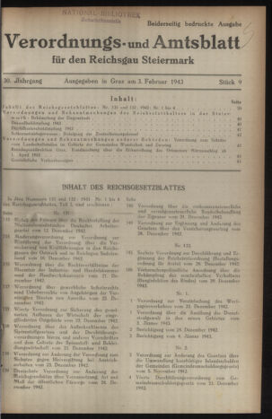 Verordnungsblatt der steiermärkischen Landesregierung 19430203 Seite: 1