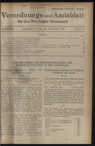 Verordnungsblatt der steiermärkischen Landesregierung 19430210 Seite: 1