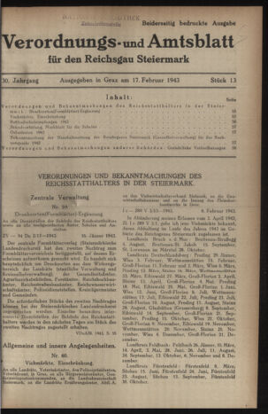 Verordnungsblatt der steiermärkischen Landesregierung 19430217 Seite: 1