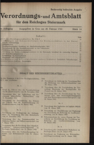 Verordnungsblatt der steiermärkischen Landesregierung 19430220 Seite: 1