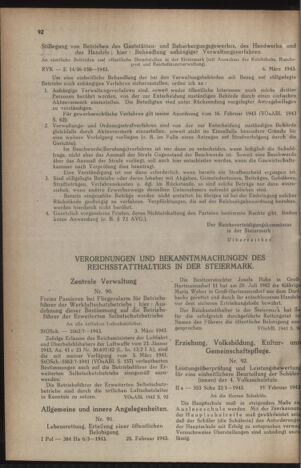 Verordnungsblatt der steiermärkischen Landesregierung 19430310 Seite: 2