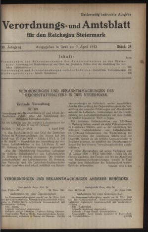 Verordnungsblatt der steiermärkischen Landesregierung 19430407 Seite: 1