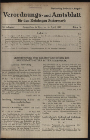 Verordnungsblatt der steiermärkischen Landesregierung 19430410 Seite: 1