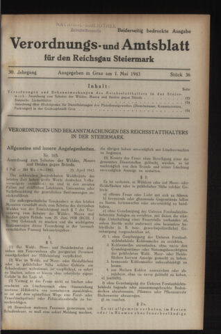 Verordnungsblatt der steiermärkischen Landesregierung 19430501 Seite: 1