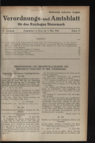 Verordnungsblatt der steiermärkischen Landesregierung 19430505 Seite: 1