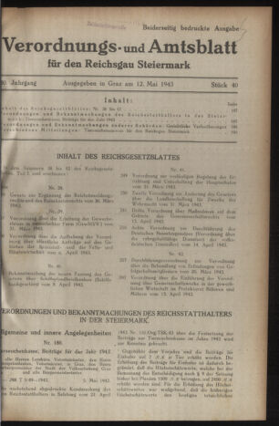 Verordnungsblatt der steiermärkischen Landesregierung 19430512 Seite: 1