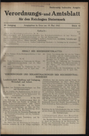 Verordnungsblatt der steiermärkischen Landesregierung 19430519 Seite: 1