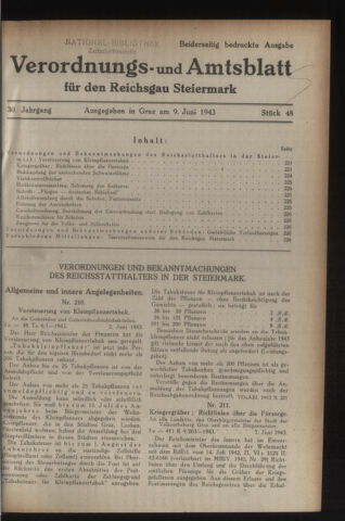 Verordnungsblatt der steiermärkischen Landesregierung 19430609 Seite: 1